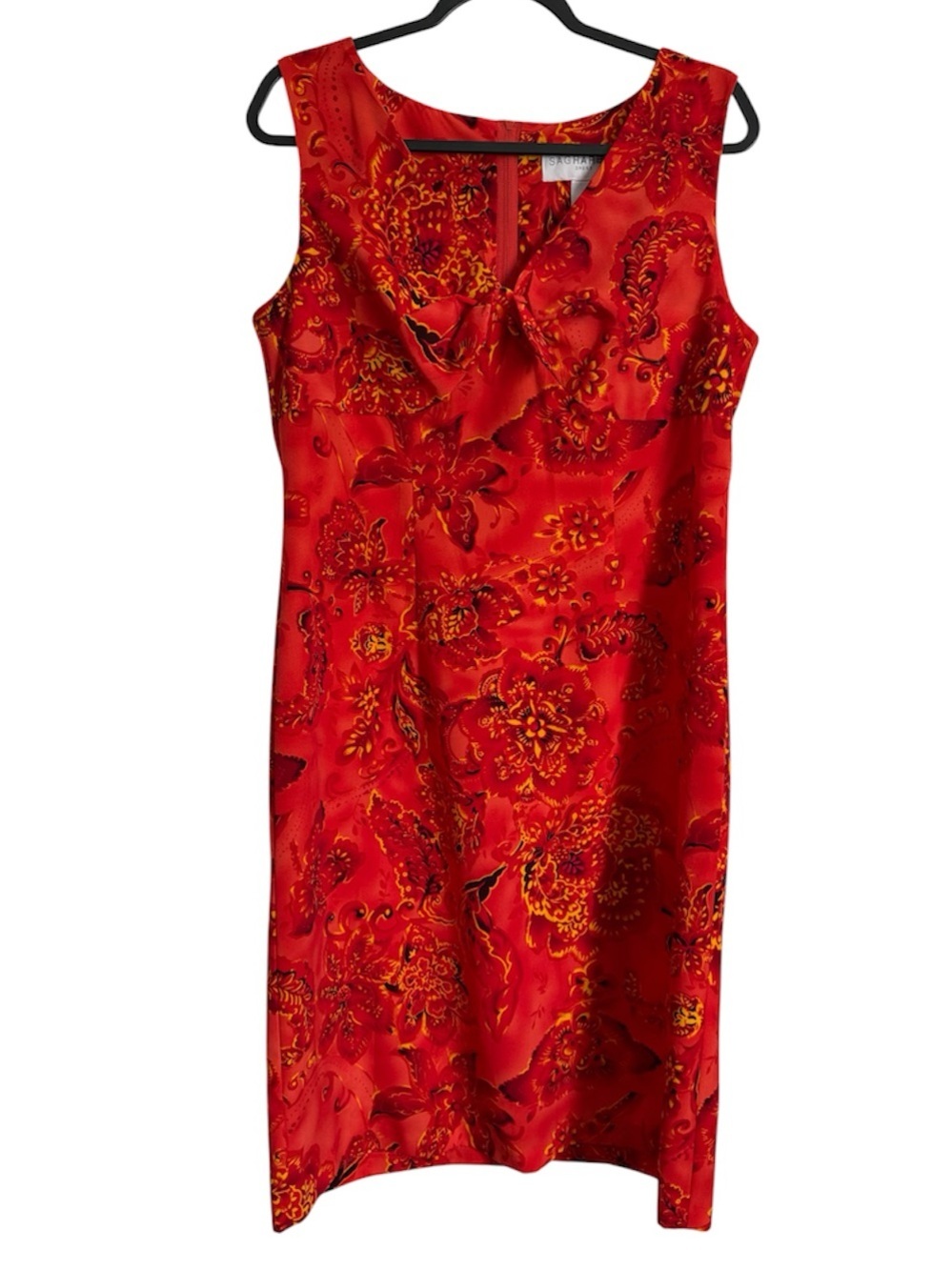 Sag Harbor Red Floral Satin Midi Dress